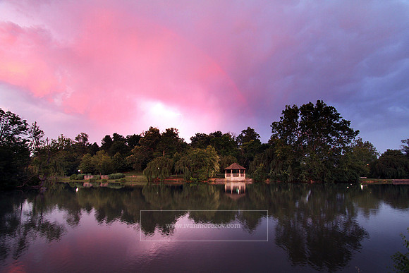 Summer thunderstorm at the Duck Pond. Virginia Tech.