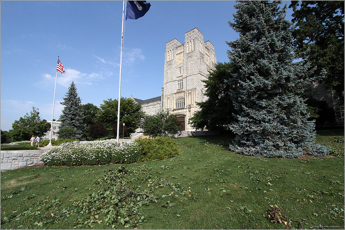 Burruss Hall | Derecho wind storm damage at Virginia Tech in Blacksburg, VA