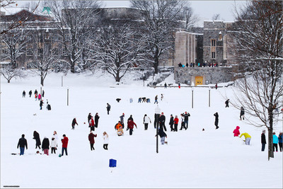 Snow on Campus. Virginia Tech.