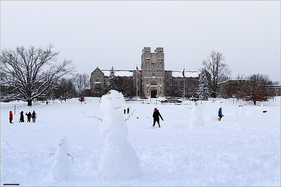 Snow on Campus. Virginia Tech.