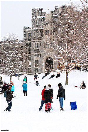 Snow on Campus. Virginia Tech.