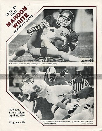 April 26, 1986. Virginia Tech Athletics, Football. Spring Game.