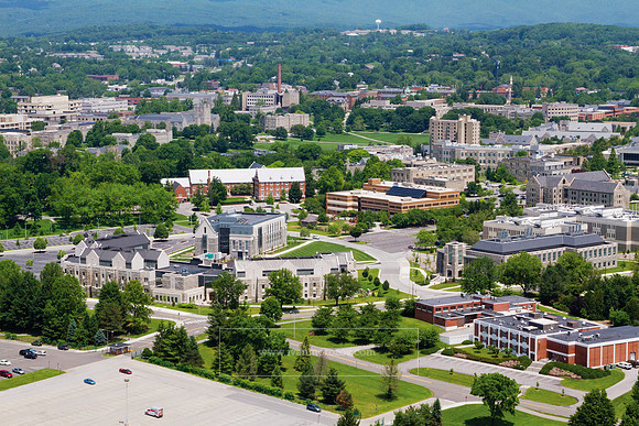 Aerial photography of Virginia Tech campus. Southwest part of campus.