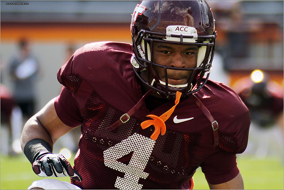 FB. 2013. Spring, football scrimmage at Virginia Tech.