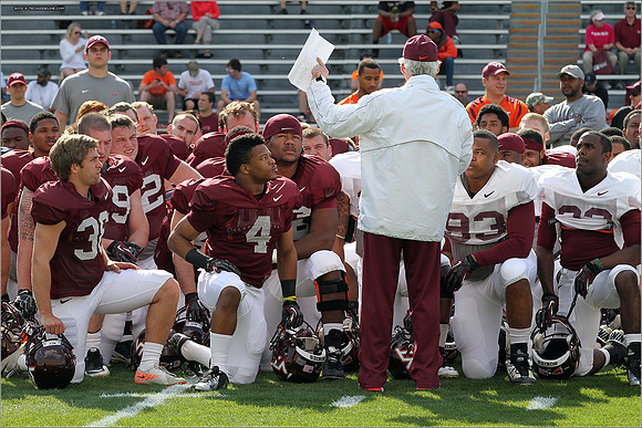 FB. 2013. Spring, football scrimmage at Virginia Tech.