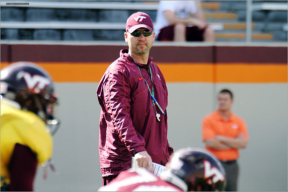 FB. 2013. Spring, football scrimmage at Virginia Tech.