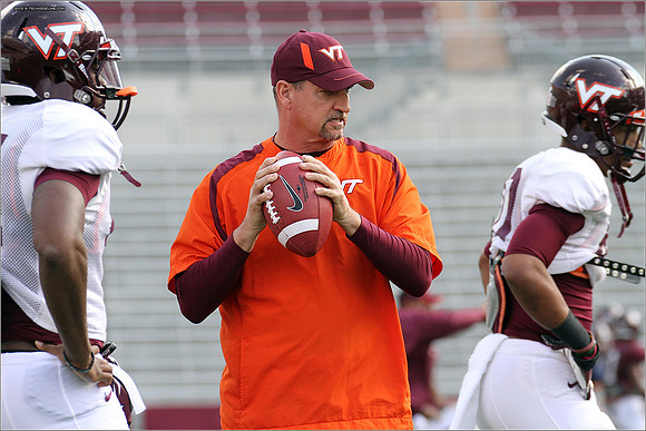 FB. 2013. Spring, football scrimmage at Virginia Tech.