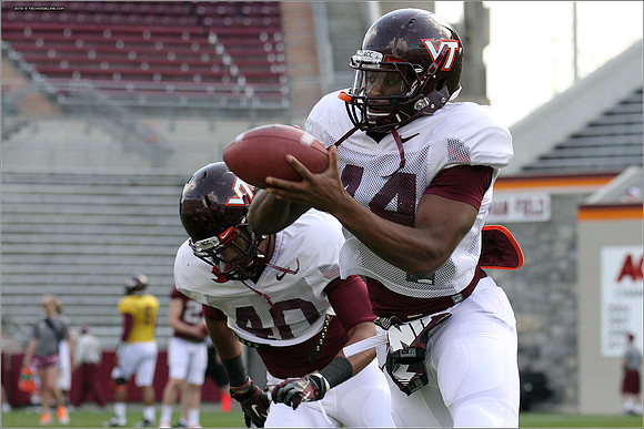 FB. 2013. Spring, football scrimmage at Virginia Tech.