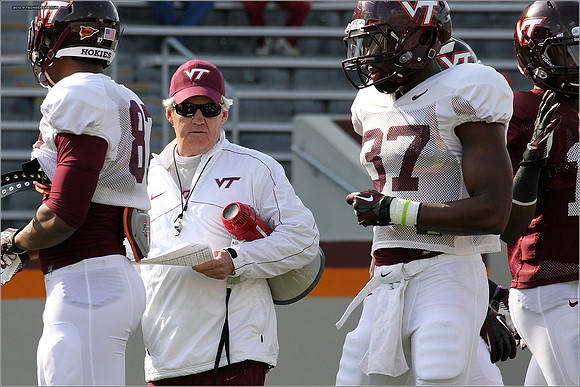 FB. 2013. Spring, football scrimmage at Virginia Tech.