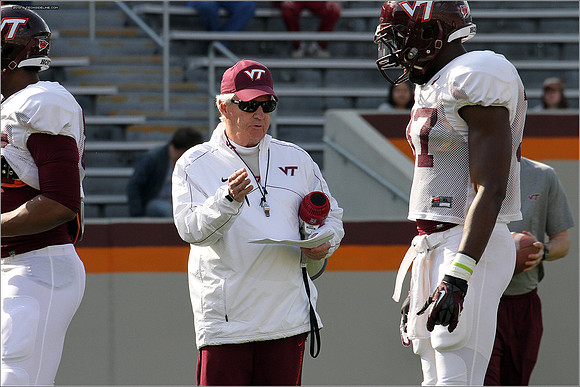 FB. 2013. Spring, football scrimmage at Virginia Tech.