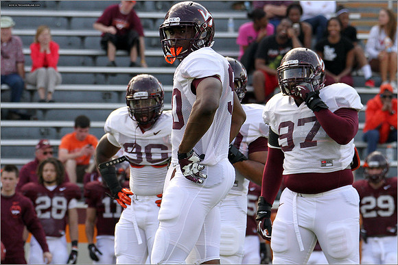 FB. 2013. Spring, football scrimmage at Virginia Tech.