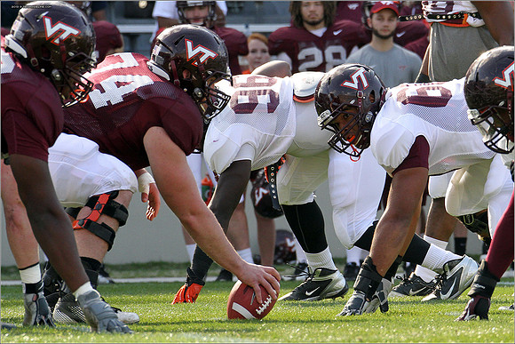 FB. 2013. Spring, football scrimmage at Virginia Tech.