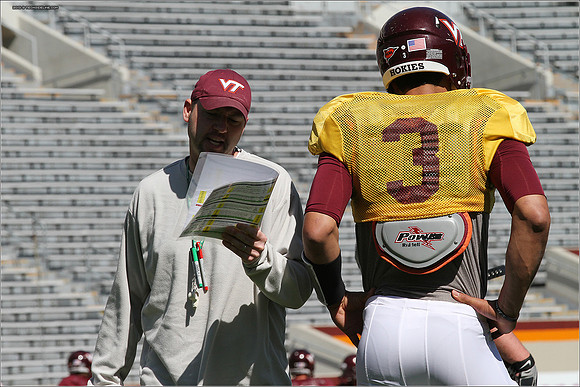 FB. 2013. Spring, football scrimmage at Virginia Tech.