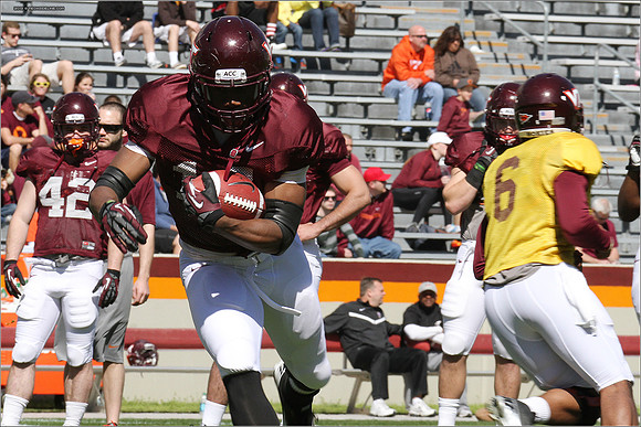 FB. 2013. Spring, football scrimmage at Virginia Tech.