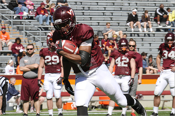 FB. 2013. Spring, football scrimmage at Virginia Tech.