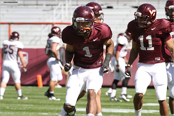 FB. 2013. Spring, football scrimmage at Virginia Tech.