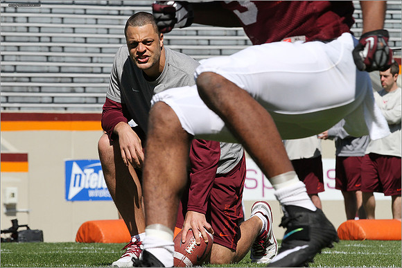 FB. 2013. Spring, football scrimmage at Virginia Tech.