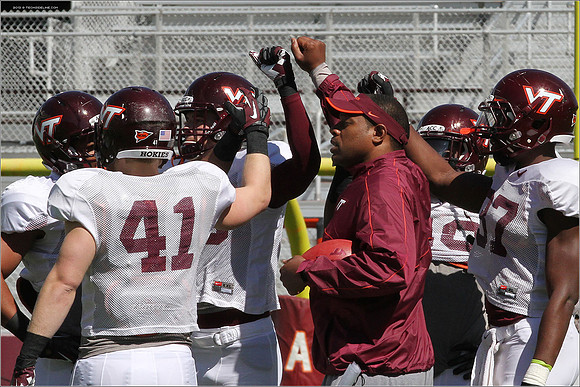 FB. 2013. Spring, football scrimmage at Virginia Tech.