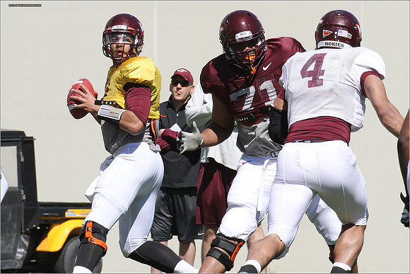 FB. 2013. Spring, football scrimmage at Virginia Tech.