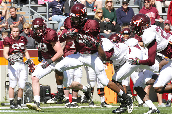 FB. 2013. Spring, football scrimmage at Virginia Tech.