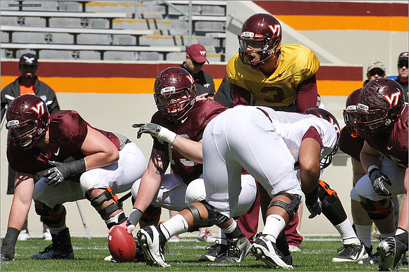 FB. 2013. Spring, football scrimmage at Virginia Tech.