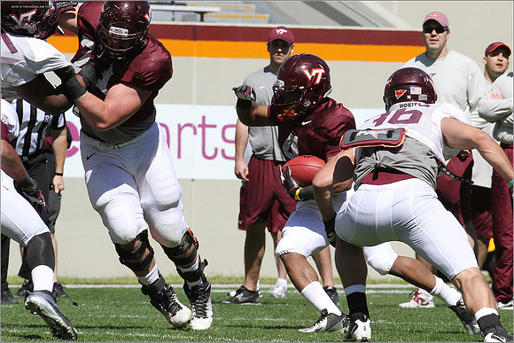 FB. 2013. Spring, football scrimmage at Virginia Tech.