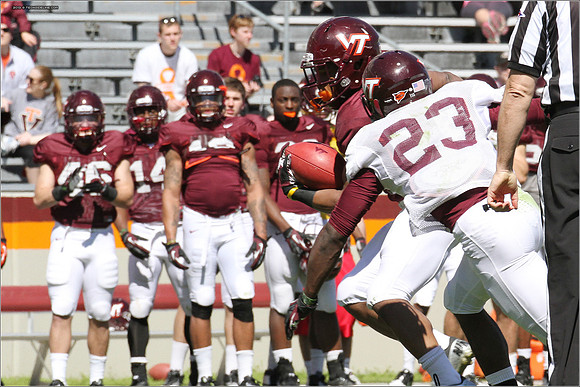 FB. 2013. Spring, football scrimmage at Virginia Tech.
