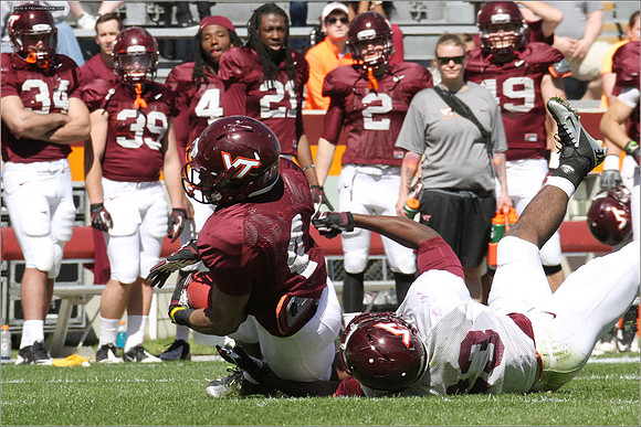 FB. 2013. Spring, football scrimmage at Virginia Tech.