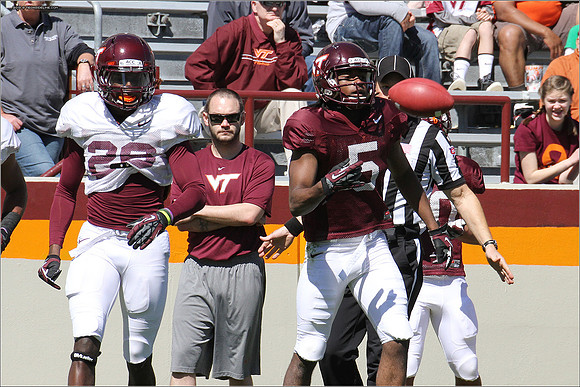 FB. 2013. Spring, football scrimmage at Virginia Tech.