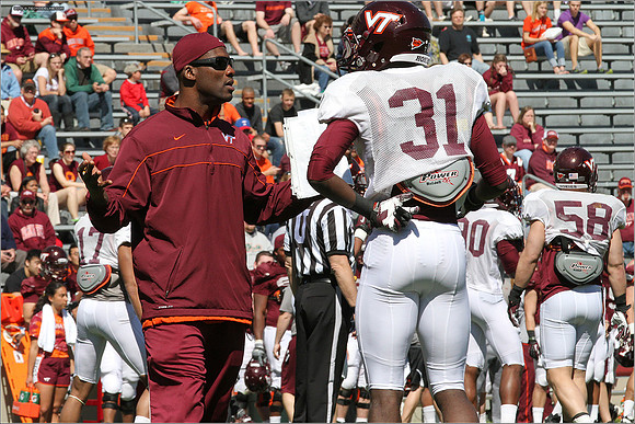FB. 2013. Spring, football scrimmage at Virginia Tech.