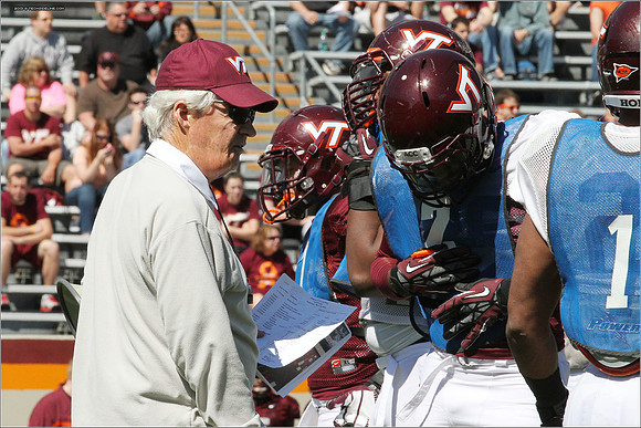 FB. 2013. Spring, football scrimmage at Virginia Tech.