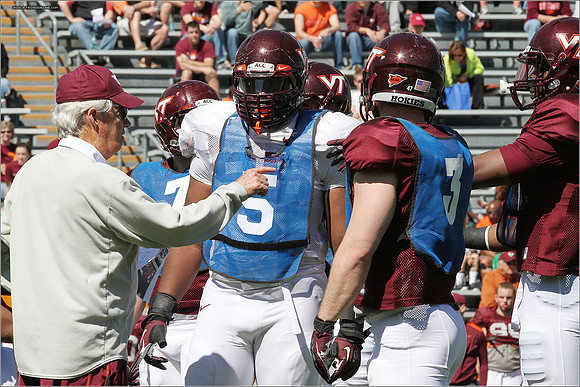 FB. 2013. Spring, football scrimmage at Virginia Tech.