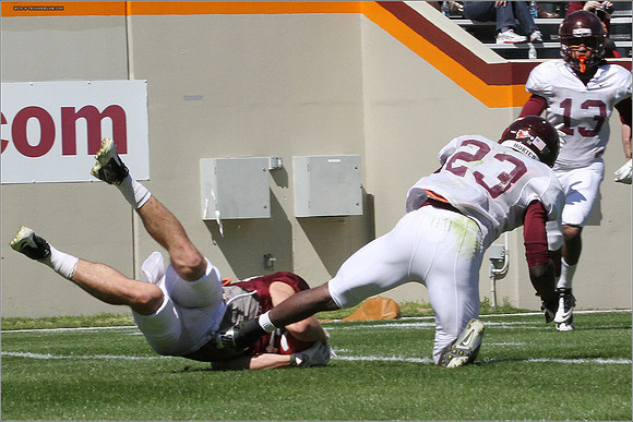 FB. 2013. Spring, football scrimmage at Virginia Tech.