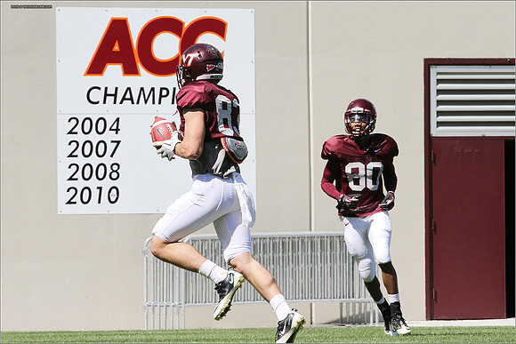 FB. 2013. Spring, football scrimmage at Virginia Tech.
