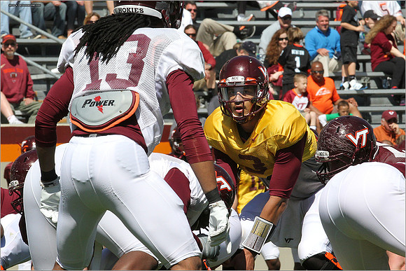 FB. 2013. Spring, football scrimmage at Virginia Tech.