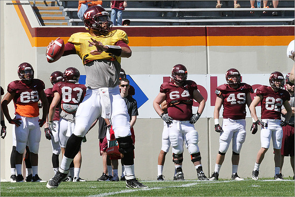 FB. 2013. Spring, football scrimmage at Virginia Tech.