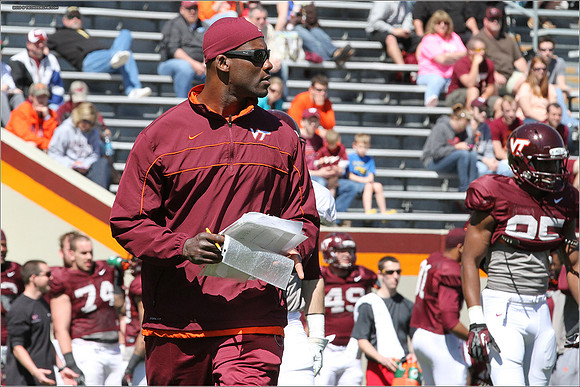 FB. 2013. Spring, football scrimmage at Virginia Tech.