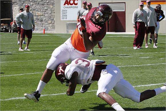 FB. 2013. Spring, football scrimmage at Virginia Tech.