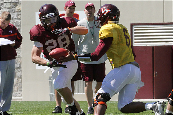 FB. 2013. Spring, football scrimmage at Virginia Tech.