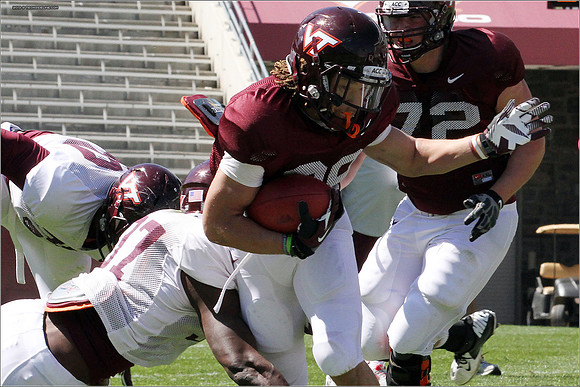 FB. 2013. Spring, football scrimmage at Virginia Tech.