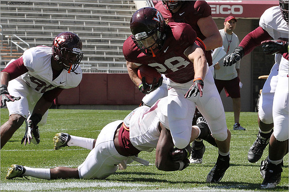 FB. 2013. Spring, football scrimmage at Virginia Tech.