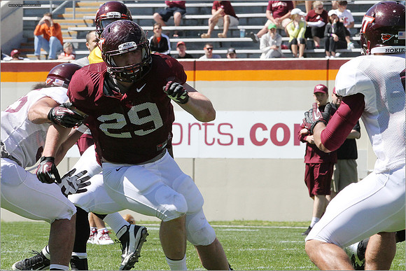 FB. 2013. Spring, football scrimmage at Virginia Tech.
