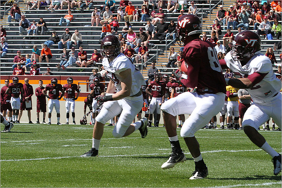 FB. 2013. Spring, football scrimmage at Virginia Tech.