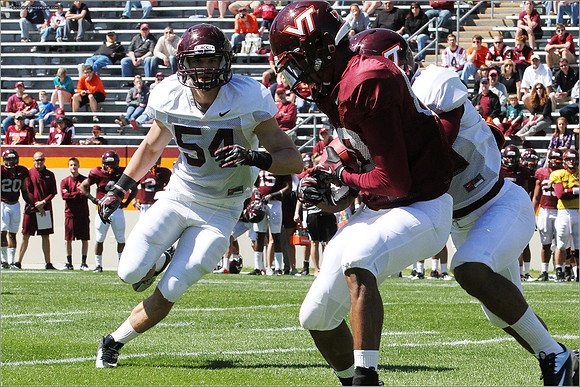 FB. 2013. Spring, football scrimmage at Virginia Tech.