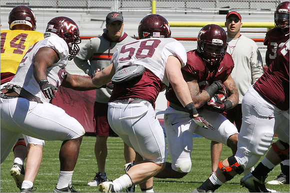 FB. 2013. Spring, football scrimmage at Virginia Tech.