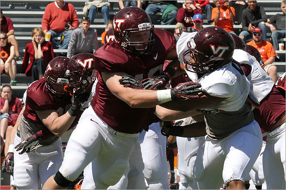 FB. 2013. Spring, football scrimmage at Virginia Tech.