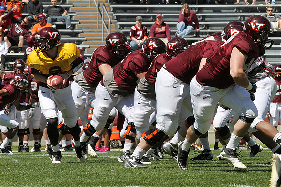 FB. 2013. Spring, football scrimmage at Virginia Tech.