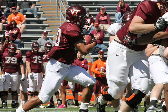 FB. 2013. Spring, football scrimmage at Virginia Tech.