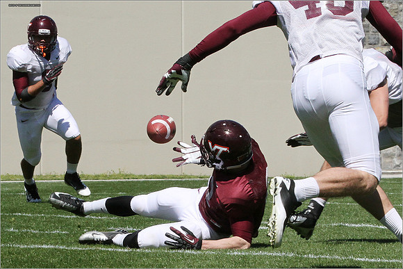 FB. 2013. Spring, football scrimmage at Virginia Tech.