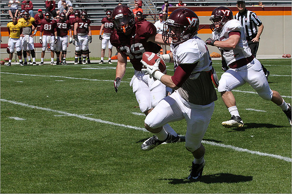 FB. 2013. Spring, football scrimmage at Virginia Tech.